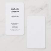 Carte De Visite Professionnel Moderne Simple Noir & Blanc (Devant / Derrière)