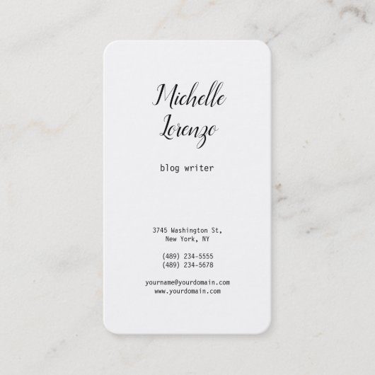 Carte De Visite Professionnel Moderne Simple Noir & Blanc (Devant)