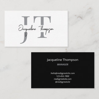 Carte De Visite Professionnel Moderne Simple Noir & Blanc Minimal