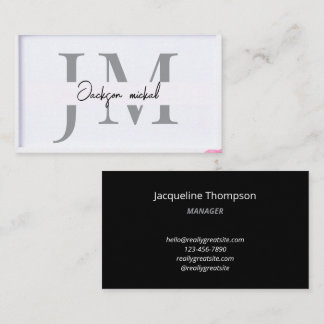 Carte De Visite Professionnel Moderne Simple Noir & Blanc Minimal