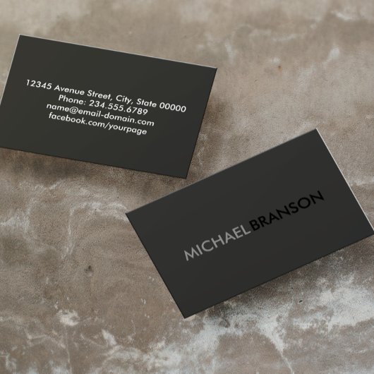Carte De Visite Professionnel Moderne Simple Noir Minimaliste