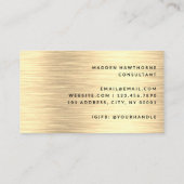 Carte De Visite Professionnel Moderne Simple Or Brossé Fond Métal (Dos)