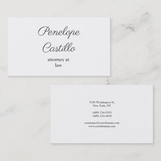 Carte De Visite Professionnel Moderne Simple Plain manuscrit (Devant / Derrière)