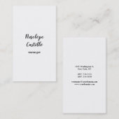 Carte De Visite Professionnel Moderne Simple Plain manuscrit (Devant / Derrière)