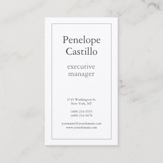 Carte De Visite Professionnel Moderne Simple Plain Premium Silk (Devant)