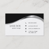 Carte De Visite Professionnel Moderne Simple Propre Noir et Argent (Dos)