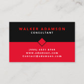 Carte De Visite Professionnel Moderne Simple Rouge & Noir (Devant)