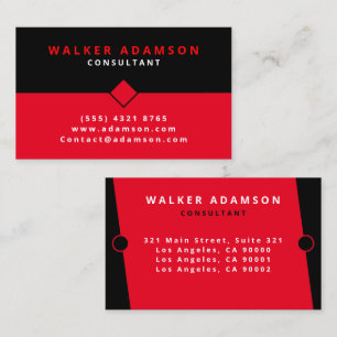 Carte De Visite Professionnel Moderne Simple Rouge & Noir