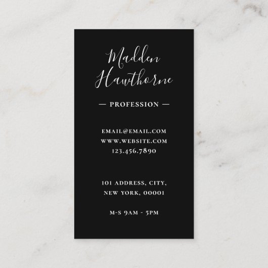 Carte De Visite Professionnel Moderne Simple Script Monogramme Ini (Dos)