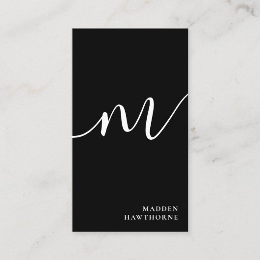 Carte De Visite Professionnel Moderne Simple Script Monogramme Ini (Devant)