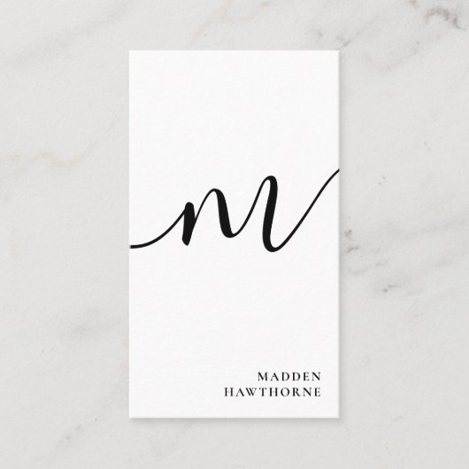 Carte De Visite Professionnel Moderne Simple Script Monogramme Ini (Devant)