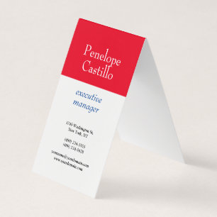 Carte De Visite Professionnel Moderne Simple Uni Bleu Rouge Blanc