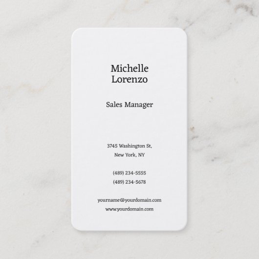 Carte De Visite Professionnel Moderne Simple Uni Noir & Blanc (Devant)