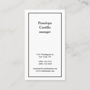 Carte De Visite Professionnel Moderne Simple Uni Noir & Blanc