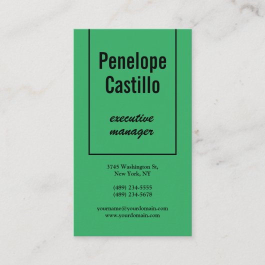 Carte De Visite Professionnel Moderne Simple Vert Mer (Devant)