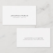 Carte De Visite Professionnel Moderne Sleek Chic élégant Blanc Pla (Devant / Derrière)