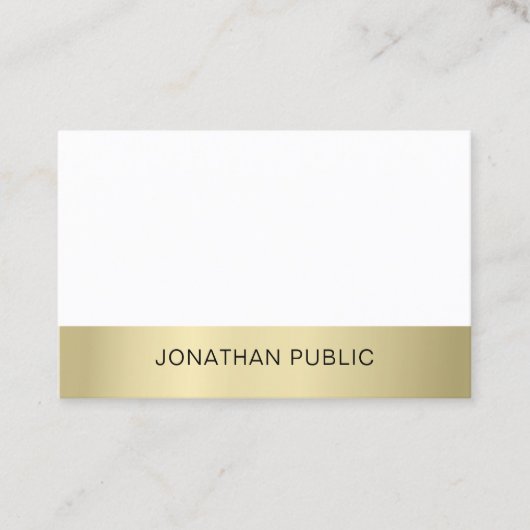 Carte De Visite Professionnel Moderne Sleek Plain Or Look Luxe (Devant)