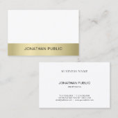 Carte De Visite Professionnel Moderne Sleek Plain Or Look Luxe (Devant / Derrière)