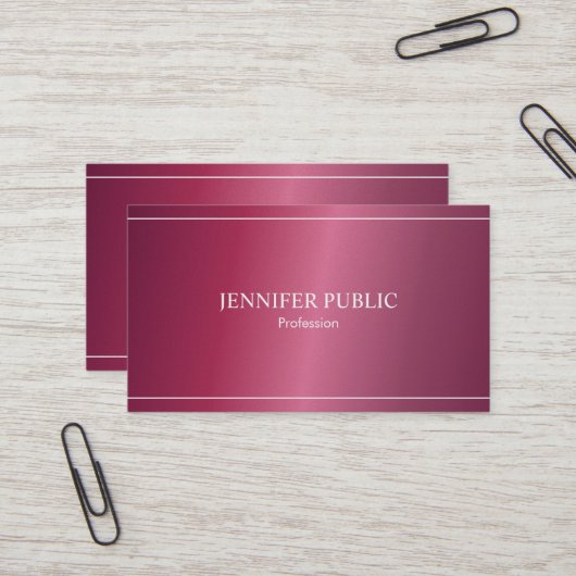 Carte De Visite Professionnel Moderne tendance Glamour Plain Luxe (Devant/Arrière en situation)