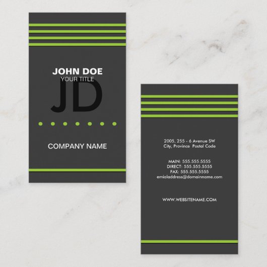 Carte De Visite Professionnel Moderne Vert (Devant / Derrière)