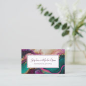 Carte De Visite Professionnel moderne violet Turquoise or Abstrait (Debout devant)