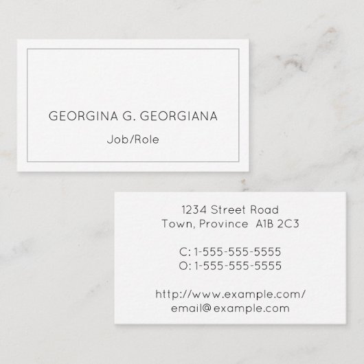 Carte de visite professionnel modeste et minimalis (Devant / Derrière)