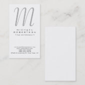 Carte de visite professionnel Monogram White Grey (Devant / Derrière)