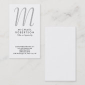 Carte de visite professionnel Monogram White Grey (Devant / Derrière)
