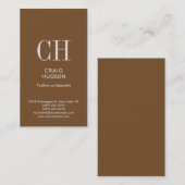 Carte de visite professionnel Monogramme Brown (Devant / Derrière)