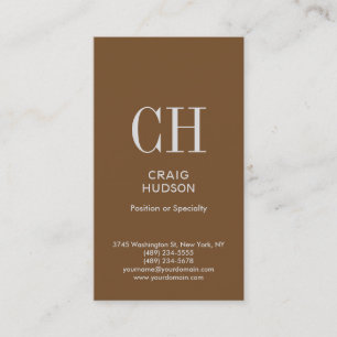 Carte de visite professionnel Monogramme Brown