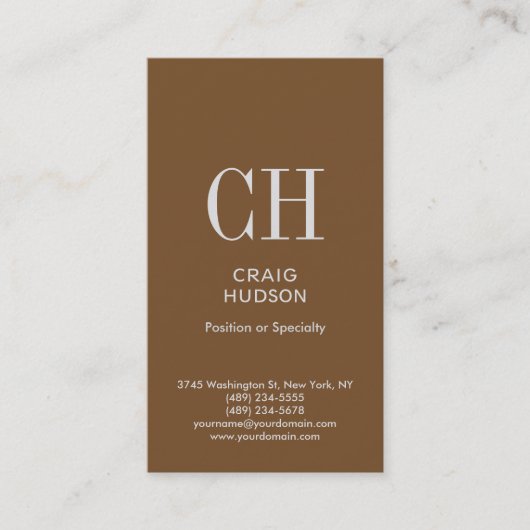 Carte de visite professionnel Monogramme Brown (Devant)