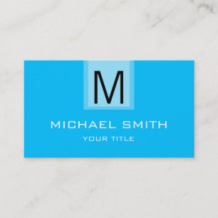 Carte De Visite Professionnel Monogramme de couleur unie bleu ciel