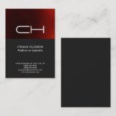Carte de visite professionnel Monogramme rouge gri (Devant / Derrière)