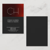 Carte de visite professionnel Monogramme rouge gri (Devant / Derrière)