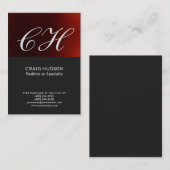 Carte de visite professionnel Monogramme rouge gri (Devant / Derrière)