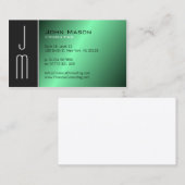Carte de visite professionnel Monogramme vert noir (Devant / Derrière)