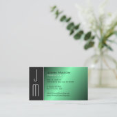 Carte de visite professionnel Monogramme vert noir (Debout devant)