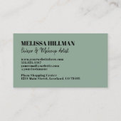 Carte De Visite Professionnel Monogramme Vert Sauge Simple (Dos)