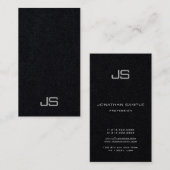 Carte De Visite Professionnel Monogramme Vertical Premium Noir (Devant / Derrière)