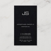 Carte De Visite Professionnel Monogramme Vertical Premium Noir (Dos)