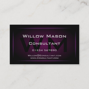Carte de visite professionnel monogramme violet Hi
