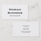 Carte De Visite Professionnel noir blanc Contemporain Manager (Devant / Derrière)