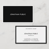 Carte De Visite Professionnel Noir Blanc Moderne Élégant Top Plain (Devant / Derrière)