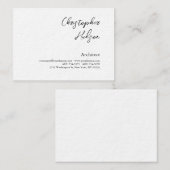 Carte De Visite Professionnel Noir Blanc Plain Architecte Épais (Devant / Derrière)