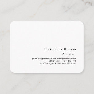 Carte De Visite Professionnel Noir Blanc Plain Architecte Épais
