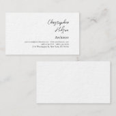 Carte De Visite Professionnel Noir Blanc Plain Architecte Épais (Devant / Derrière)