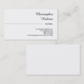 Carte De Visite Professionnel Noir Blanc Simple Plain Architect (Devant / Derrière)