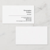 Carte De Visite Professionnel Noir Blanc Simple Plain Architect (Devant / Derrière)