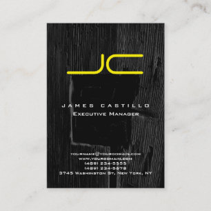 Carte De Visite Professionnel Noir Bois Gris Jaune Monogramme
