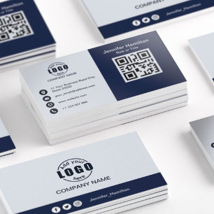Carte De Visite Professionnel noir et blanc ajouter votre logo QR